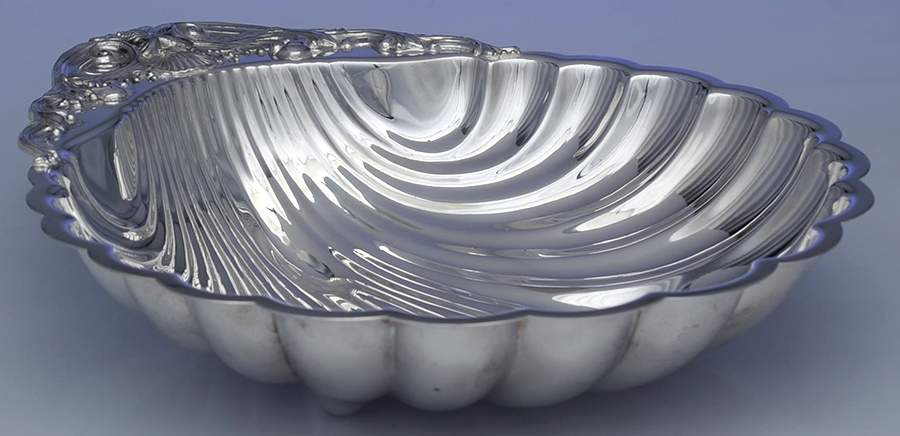 1730 (Silverplate, Hollowware) Large Plated Shell Bon Bon Bowl by F B Rogers-1