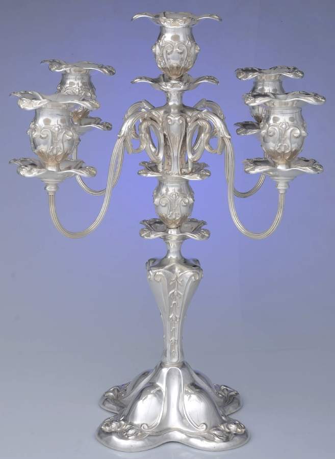 2135-1 (Silverplate, Hollowware) Large 5-Light Candelabra by F B Rogers-1