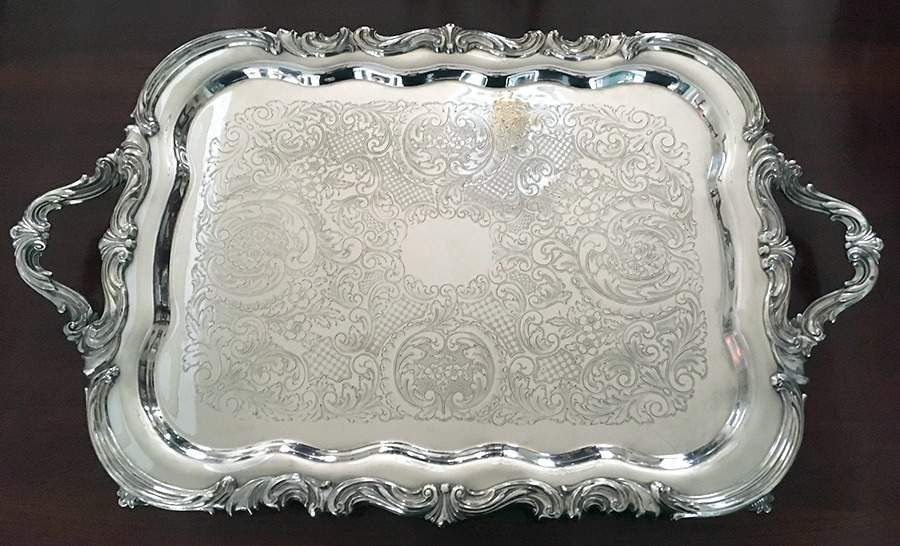2352 (Silverplate, Hollowware) Large Silverplate Waiter Tray by F B Rogers-1