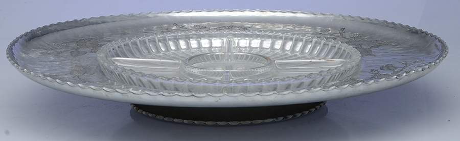 Aluminum Hollowware Lazy Susan with Liner by Farberware-1