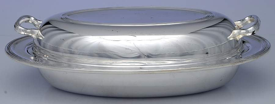 2905 (Silverplate, Hollowware) 11" Oval Double Vegetable with Glass Liner by F B Rogers-1
