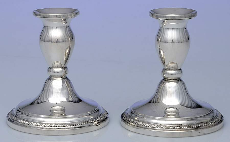 158 (Sterling, Hollowware) Pair of Weighted Console Candleholders by F B Rogers-1