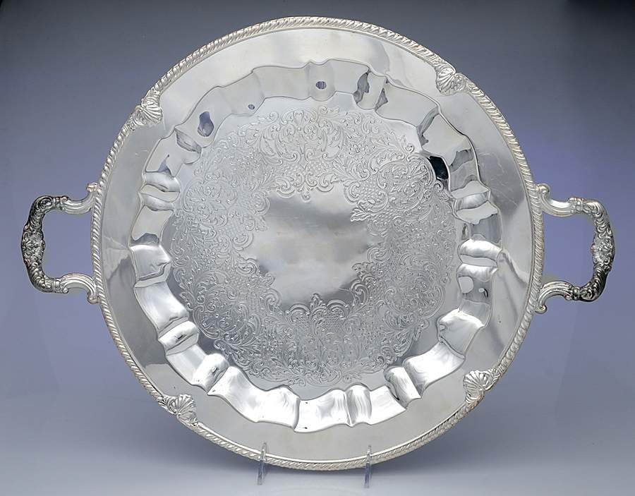 6738 (Silverplate, Hollowware) 15" Handled Round Tray by F B Rogers-1
