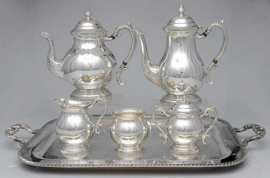 2351 (Silverplate, Hollowware) 6 Piece Tea Set (PCP, PTP, PCR, PSU, PWB, WT21C) by F B Rogers-1