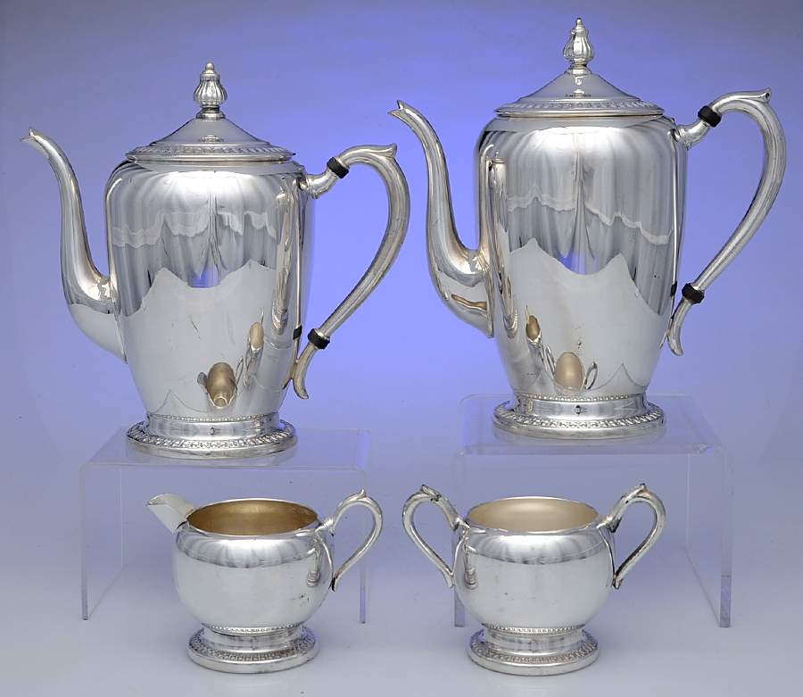 1211 (Silverplate, Hollowware) (4 Piece) Silverplate Tea Set by F B Rogers-1
