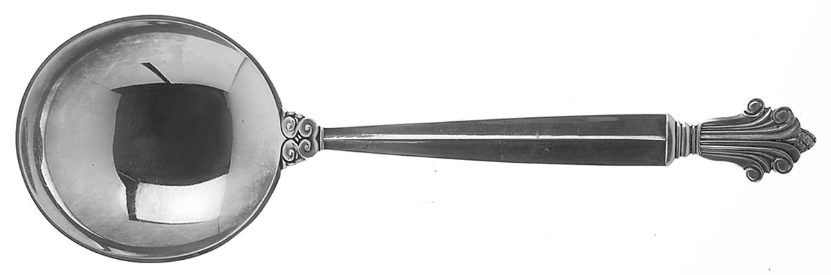 Acanthus (Sterling, 1917) Round Bowl Soup Spoon (Cream Soup) by Georg Jensen (Denmark)-1