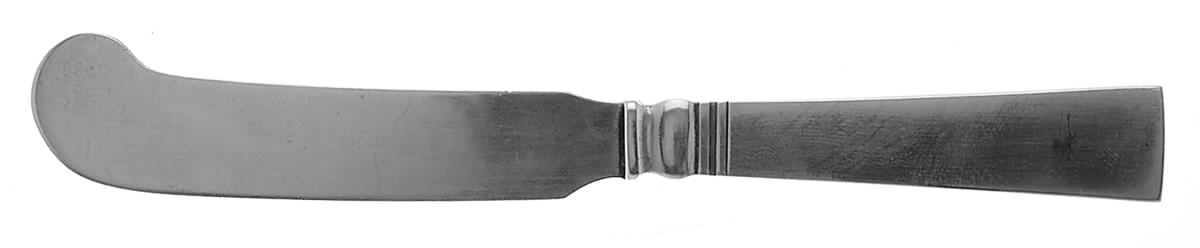 Acadia-Blok (Sterling, 1931) Hollow Handle Paddle Butter Spreader (Solid) by Georg Jensen (Denmark)-1