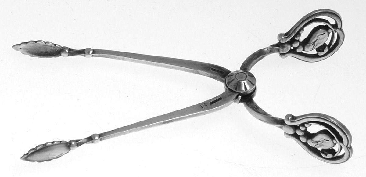 Blossom (Sterling, 1919) Scissor Shape Sugar Tongs by Georg Jensen (Denmark)-1