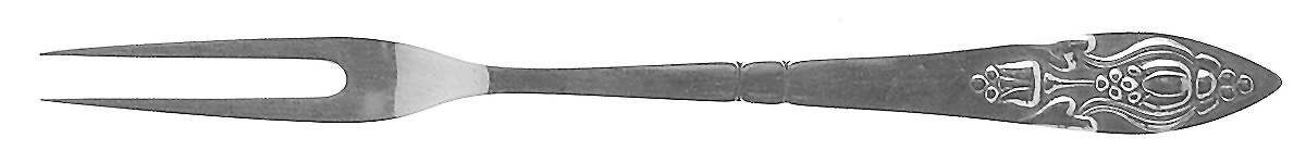 Fuchsia (Sterling, 1906) 2-Tine Cold Cut Serving Fork by Georg Jensen (Denmark)-1