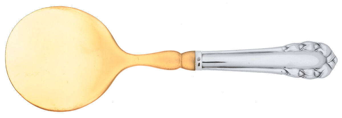 Lily of The Valley-Rose (Sterling) Horn Blade Tomato Server by Georg Jensen (Denmark)-1