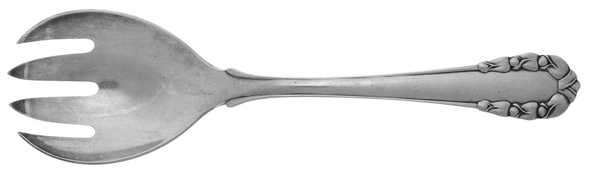 Lily of The Valley-Rose (Sterling) Small Solid Serving Fork by Georg Jensen (Denmark)-1