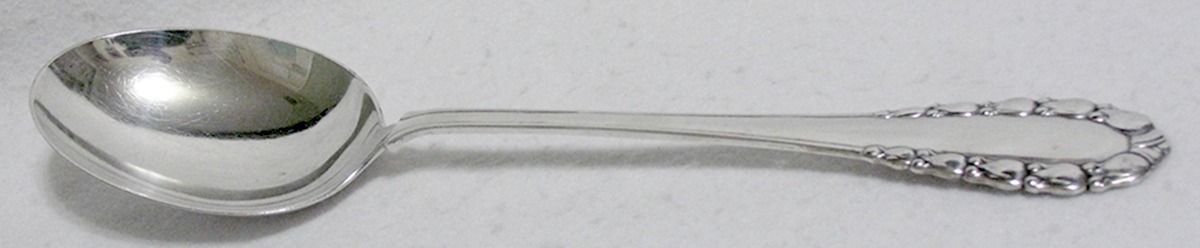 Lily of The Valley-Rose (Sterling) Solid Chop Serving Spoon by Georg Jensen (Denmark)-1
