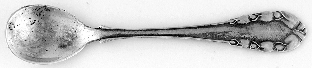 Lily of The Valley-Rose (Sterling) Master Salt Spoon by Georg Jensen (Denmark)-1