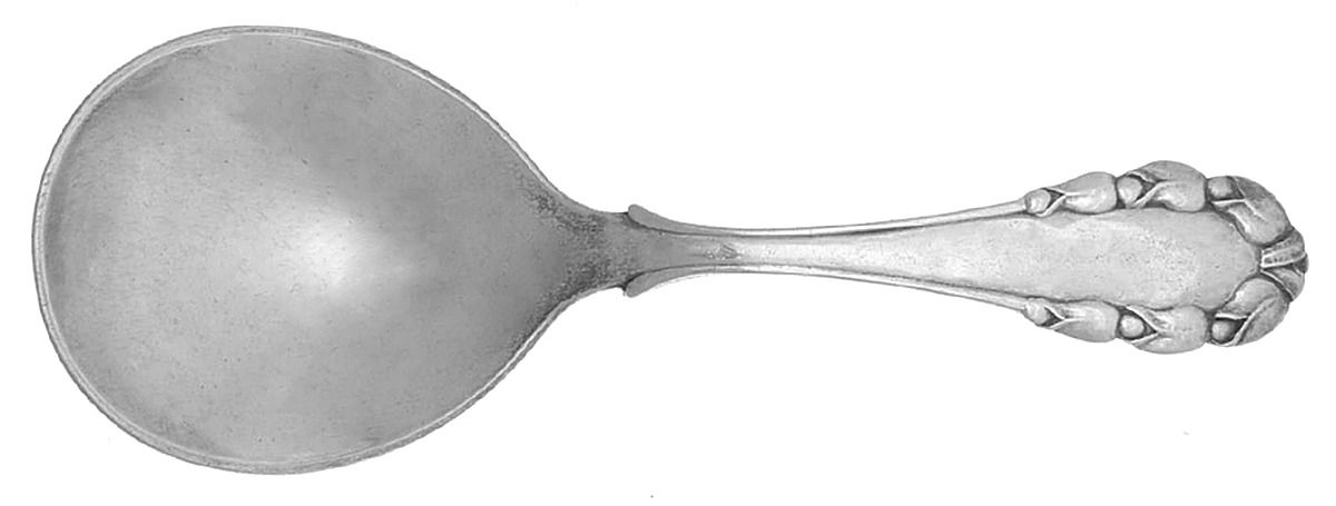 Lily of The Valley-Rose (Sterling) Straight Handle Baby Spoon by Georg Jensen (Denmark)-1