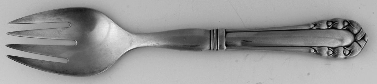 Lily of The Valley-Rose (Sterling) Hollow Handle Salad Serving Fork by Georg Jensen (Denmark)-1