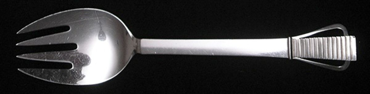 Parallel (Sterling, 1931) Small Solid Serving Fork by Georg Jensen (Denmark)-1