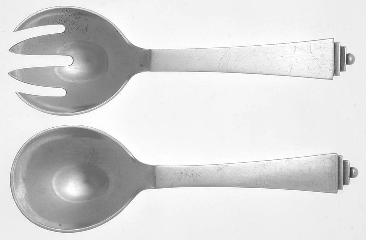 Pyramid (Sterling, 1927) 2 Pc Solid Compote Serving Set by Georg Jensen (Denmark)-1
