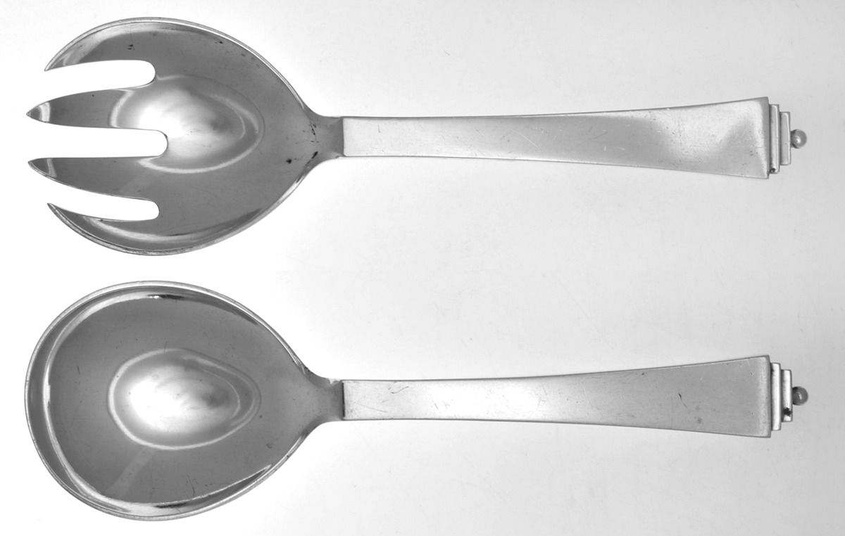 Pyramid (Sterling, 1927) Solid Compote Serving Set 2 Piece by Georg Jensen (Denmark)-1