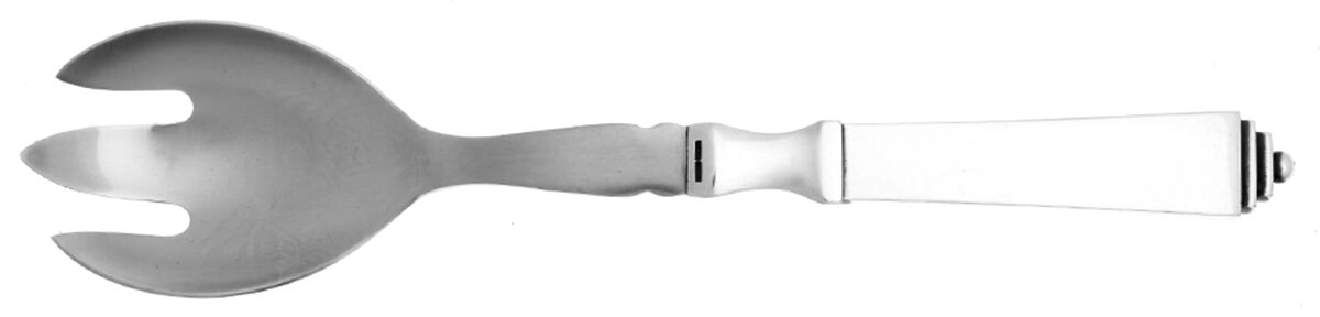 Pyramid (Sterling, 1927) Medium Stalnless Prong Salad Serving Fork by Georg Jensen (Denmark)-1