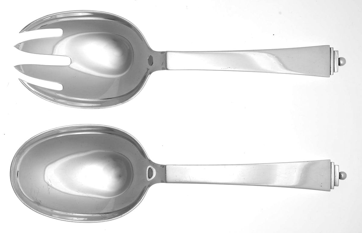 Pyramid (Sterling, 1927) Medium Solid Serving Set by Georg Jensen (Denmark)-1