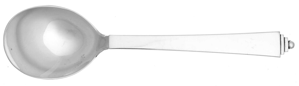 Pyramid (Silverplate) Round Bowl Soup Spoon (Cream Soup) HC by Georg Jensen (Denmark)-1
