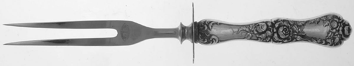 American Beauty (Sterling, 1896) Small Steak Carving Fork with Stainless Prongs by George W Shiebler-1