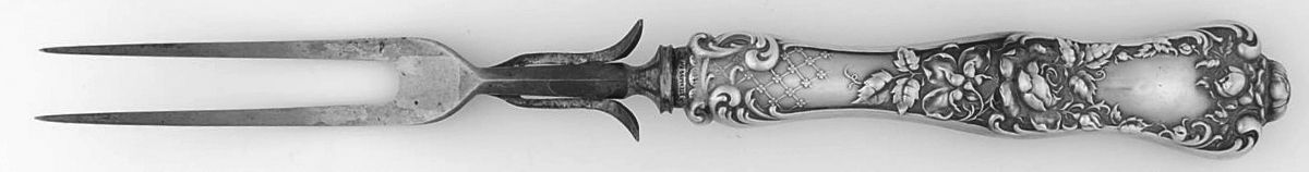 American Beauty (Sterling, 1896) Large Stainless-Prong Roast Carving Fork by George W Shiebler-1