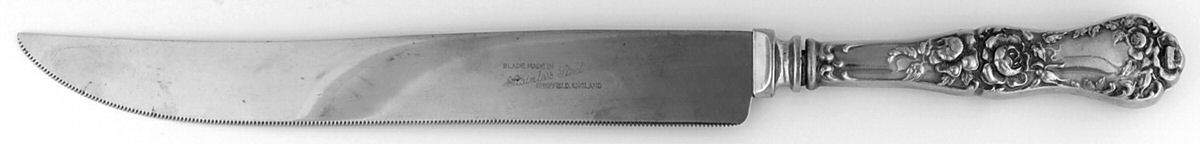 American Beauty (Sterling, 1896) Large Stainless Blade Roast Carving Knife by George W Shiebler-1