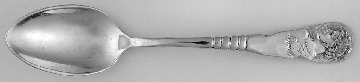Medallion-F (Sterling, 1890) Monogram Demitasse Spoon by George W Shiebler-1