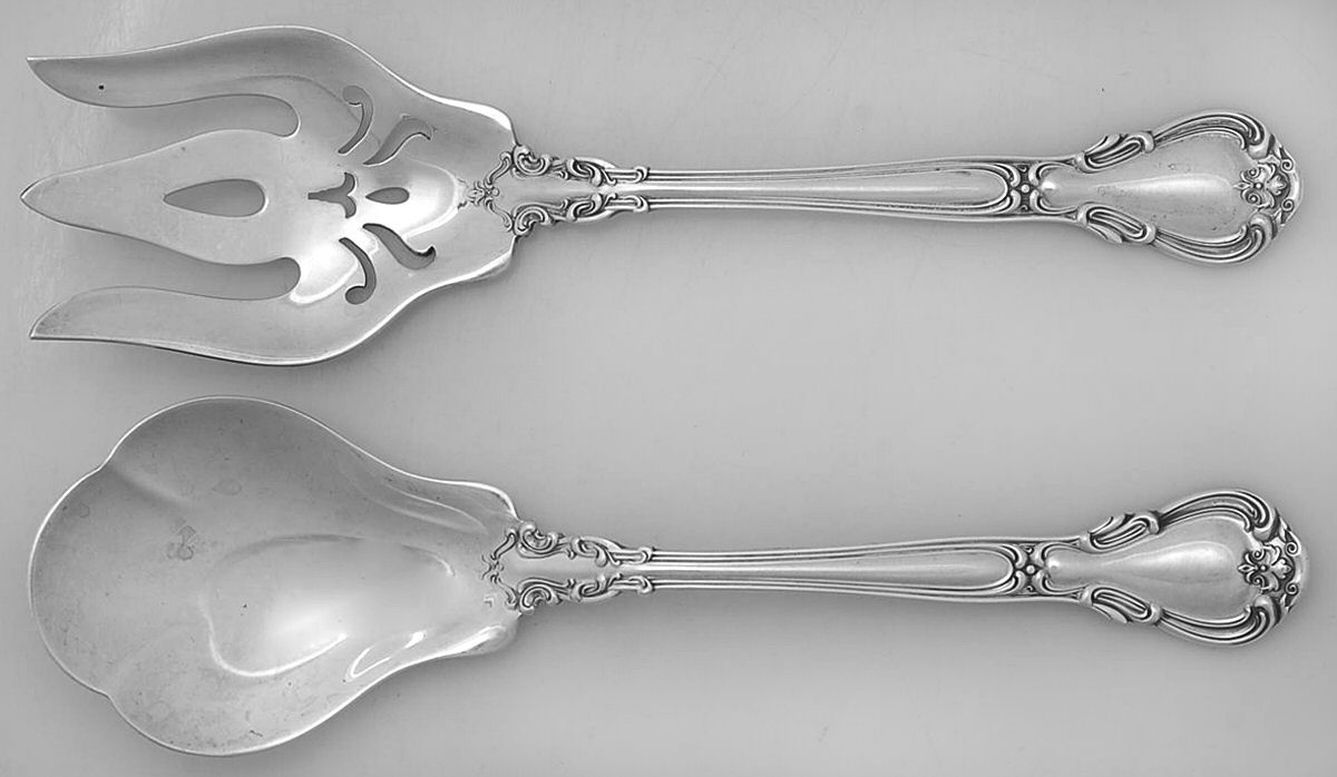 Chantilly (Sterling, 1895, Lion-Anchor-G, No Mono) (2 Pc) Solid Salad Set by Gorham Silver-1