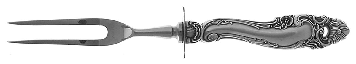 Decor (Sterling, 1953, No Monograms) Small Steak Carving Fork with Stainless Prongs by Gorham Silver-1