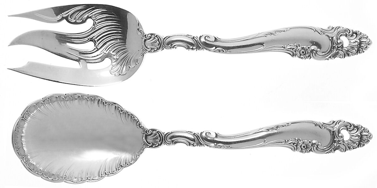 Decor (Sterling, 1953, No Monograms) (2 Pc) Solid Salad Set by Gorham Silver-1