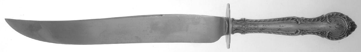 English Gadroon (Sterling, 1939, No Monos) Large Carving/Roast Knife StnlBl w/Sterling Guard by Gorham Silver-1