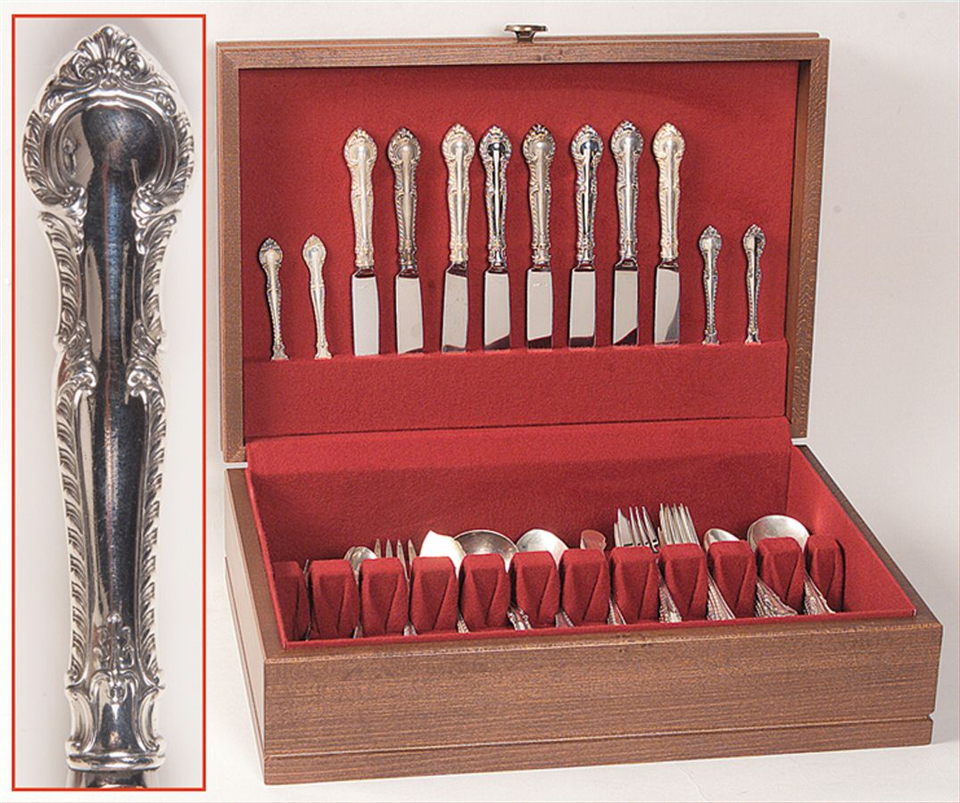 English Gadroon (Sterling, 1939, No Monos) 57 Piece Set by Gorham Silver-1