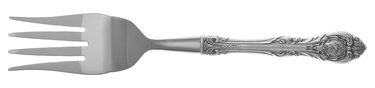 King Edward (Sterling, 1936, No Monos) Cold Meat Fork Large, Stainless Tines HC by Gorham Silver-1