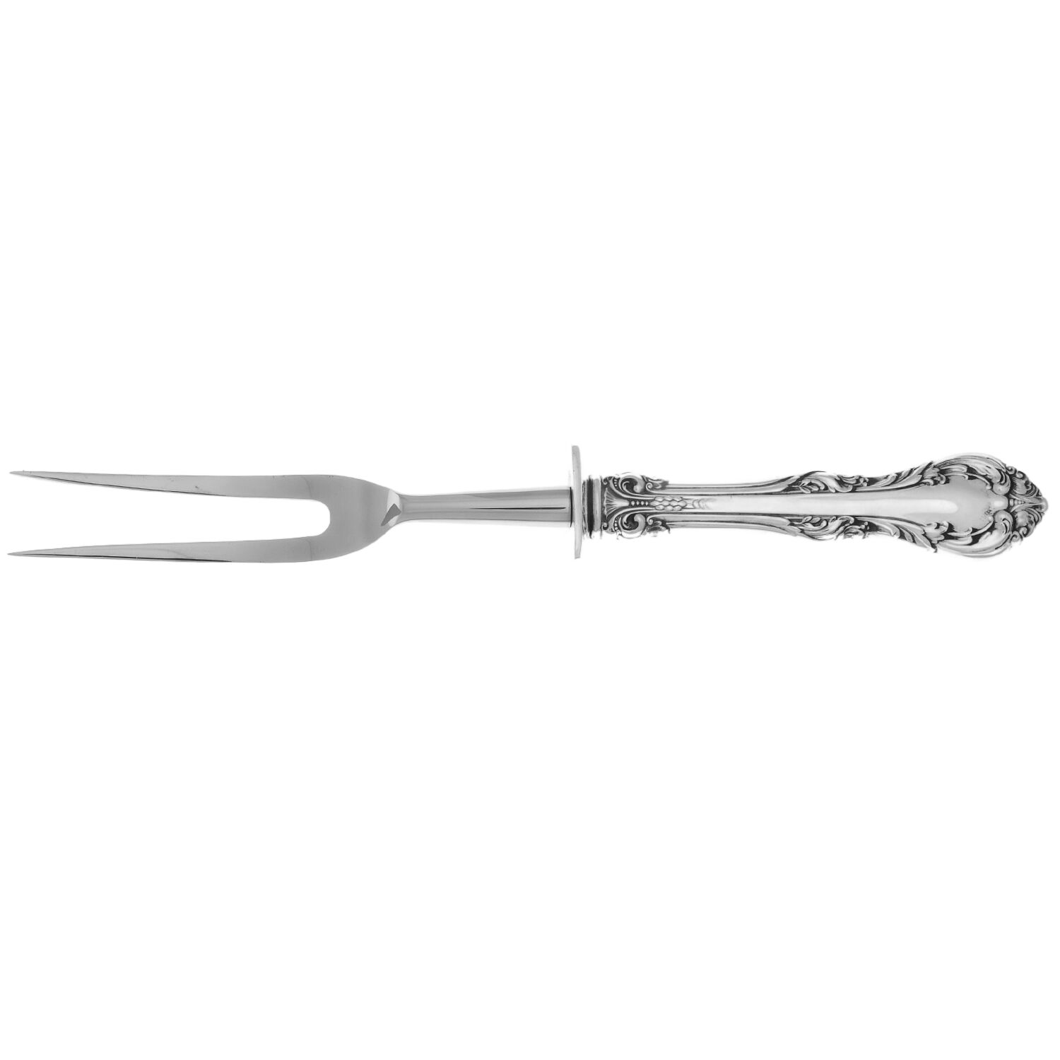 King Edward (Sterling, 1936, No Monos) Large Stainless-Prong Roast Carving Fork by Gorham Silver-1