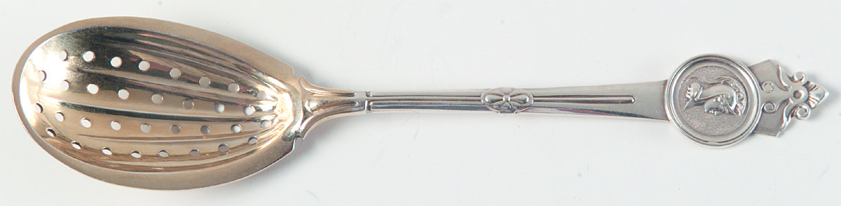 Medallion (Sterling, 1864) Pierced Bowl Short Handle Olive Spoon by Gorham Silver-1