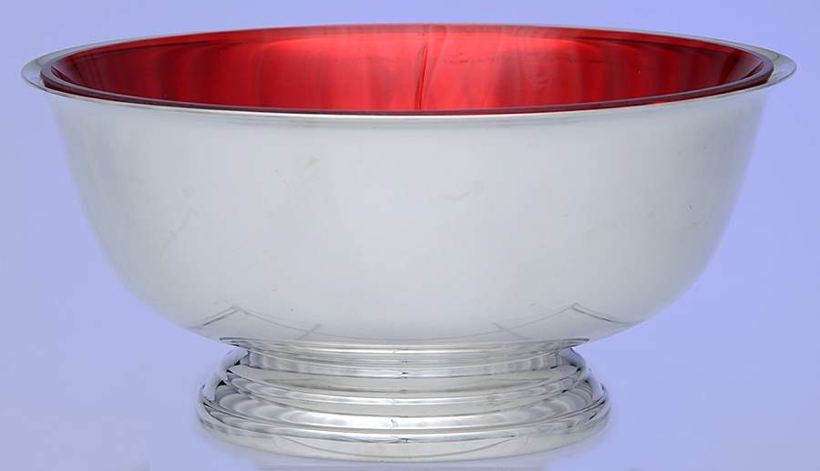 Paul Revere Bowls (Silverplate, Hollowware) 6" Paul Revere Bowl & Red Glass Liner by Gorham Silver-1