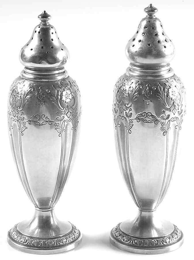 King Edward (Sterling, Hollowware) Salt and Pepper Set by Gorham Silver-1