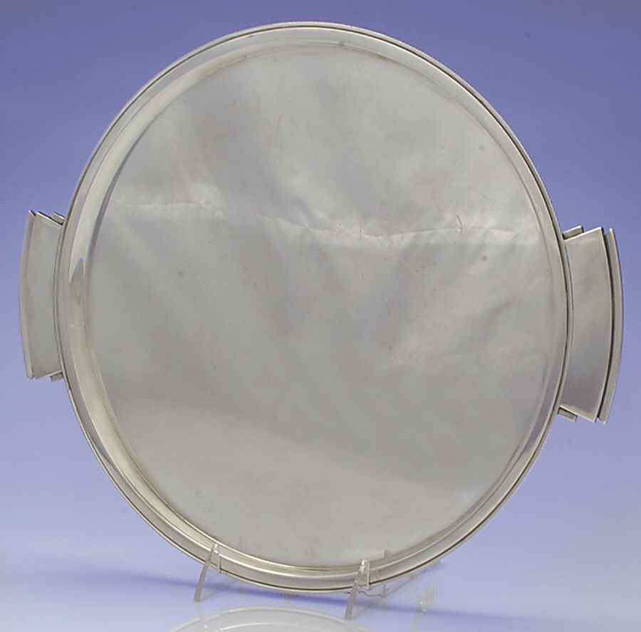 Pyramid (Sterling, 1927, Hollowware) Large Waiter Tray by Georg Jensen (Denmark)-1