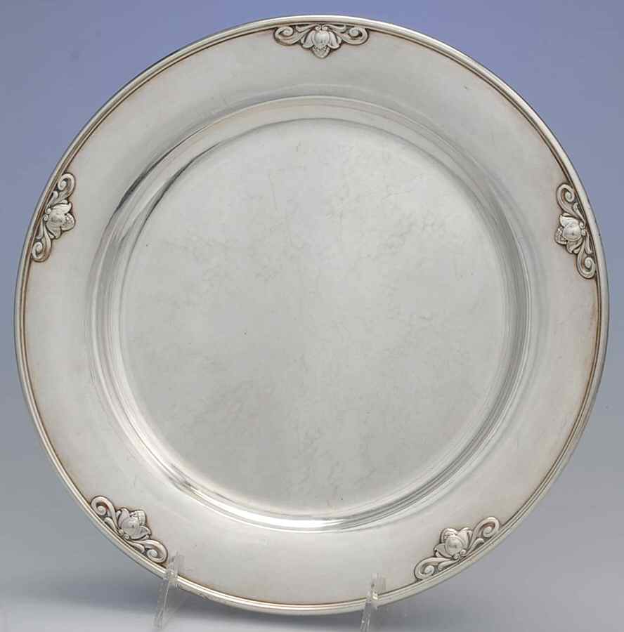 Acorn (Sterling, 1915, Hollowware) Dinner/Service Plate by Georg Jensen (Denmark)-1