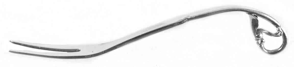 Ornamental Items (Sterling) 2-Tine Cold Cut Serving Fork by Georg Jensen (Denmark)-1