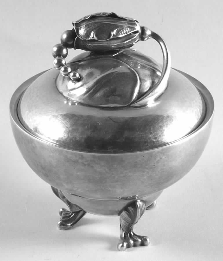Blossom-2E (Sterling, Hollowware) Sugar Bowl & Lid by Georg Jensen (Denmark)-1