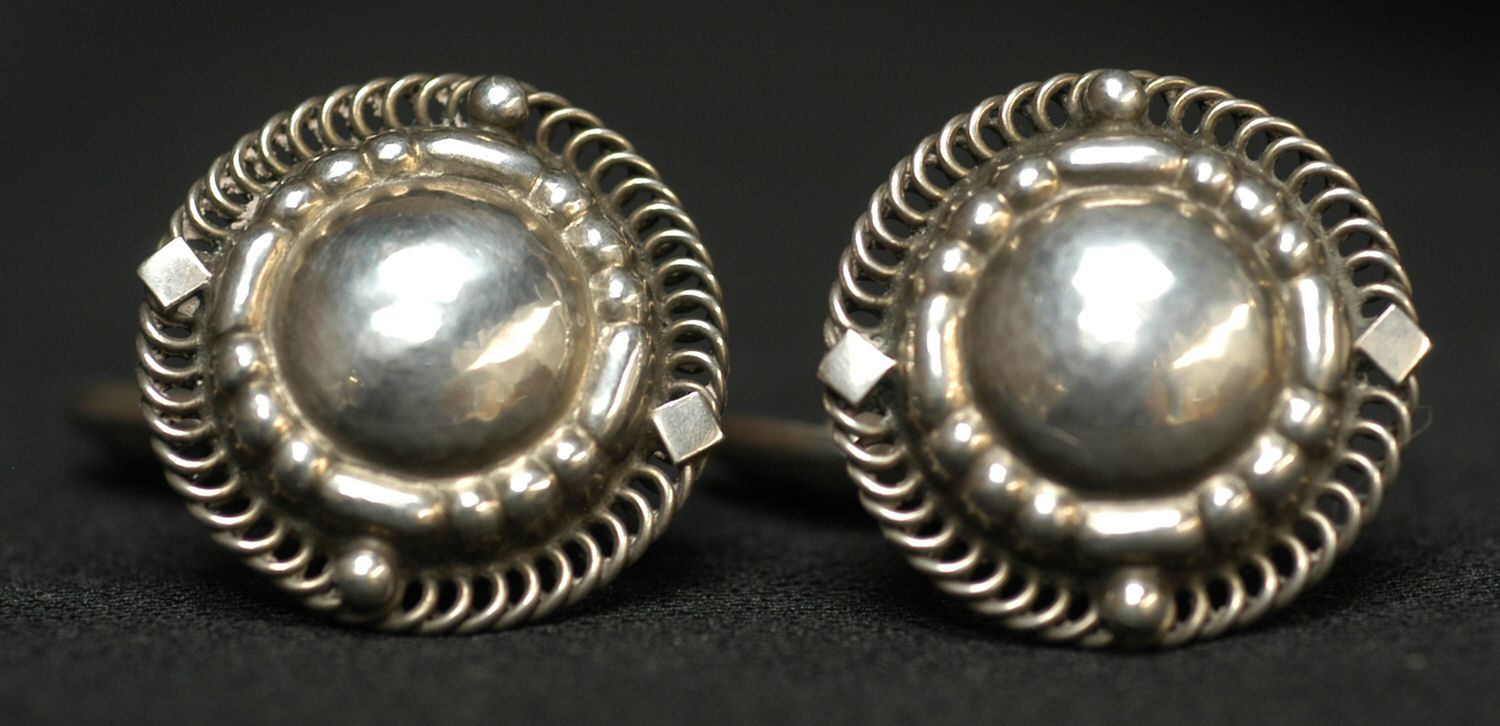 Jewelry (Sterling, Holloware) Cuff Link - Set of 2 by Georg Jensen (Denmark)-1