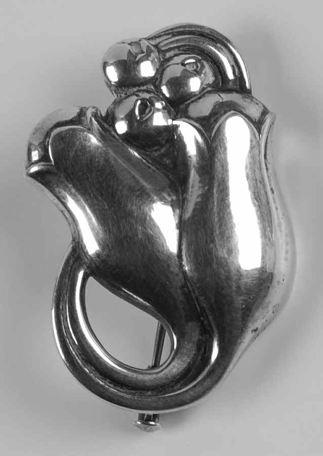 Jewelry (Sterling, Holloware) Tulip Dress Clips by Georg Jensen (Denmark)-1