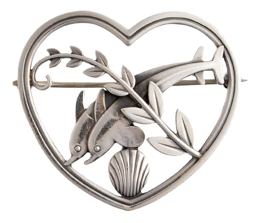 Jewelry (Sterling, Holloware) Brooch by Georg Jensen (Denmark)-1
