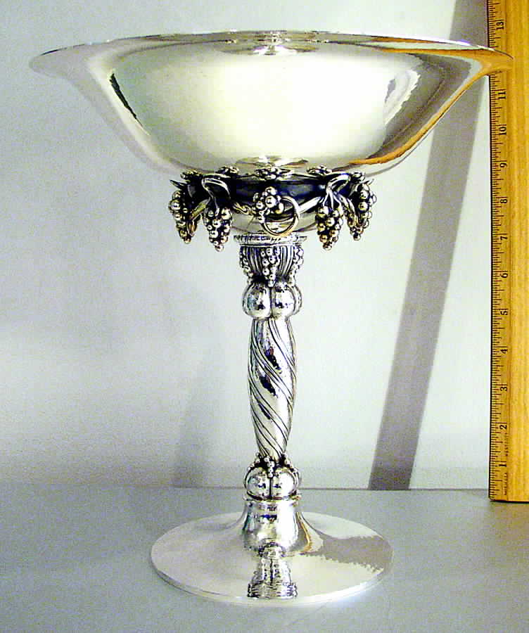 264A (Sterling, Hollowware) Weighted Pedestal Fruit Bowl by Georg Jensen (Denmark)-1
