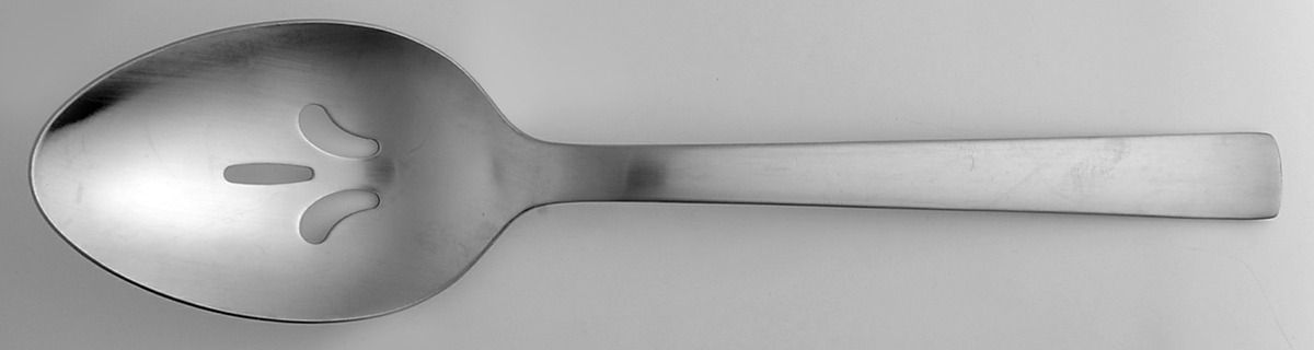 Norse-Satin (Stainless) Pierced Solid Serving Spoon by Ginkgo-1