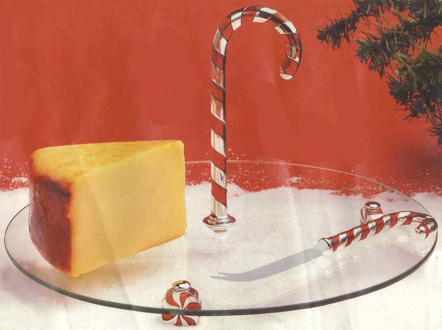 Candy Cane (Silverplate, Hollowware) Cheese Plate & Cheese Knife by Godinger-1