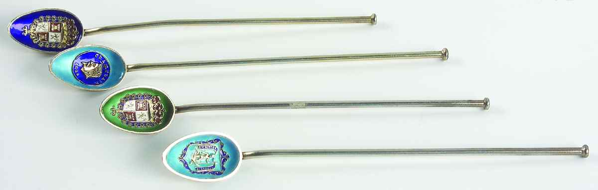 Sterling Hollowware Tea Sipper with Enamel Bowl - Set of 4 by Greenleaf & Crosby-1